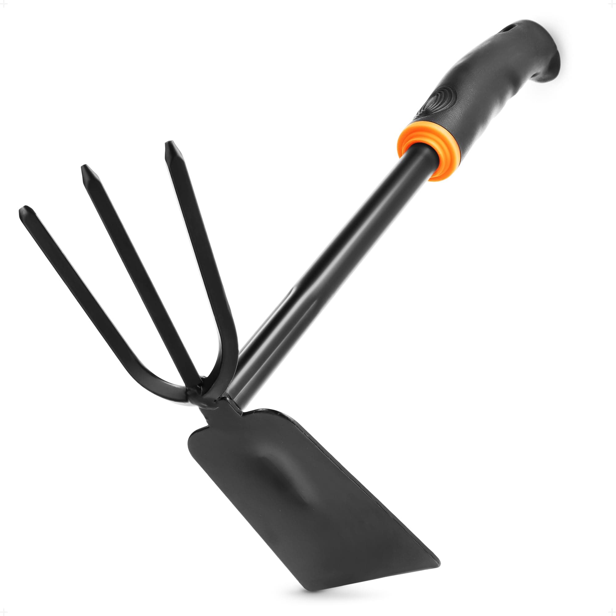 BFG 2 in 1 Gardening Tool - 7cm Wide Digging Hoe & 3 Prong Garden Fork, Hand Hoe & Rake Cultivator, Soil Rake & Mattock