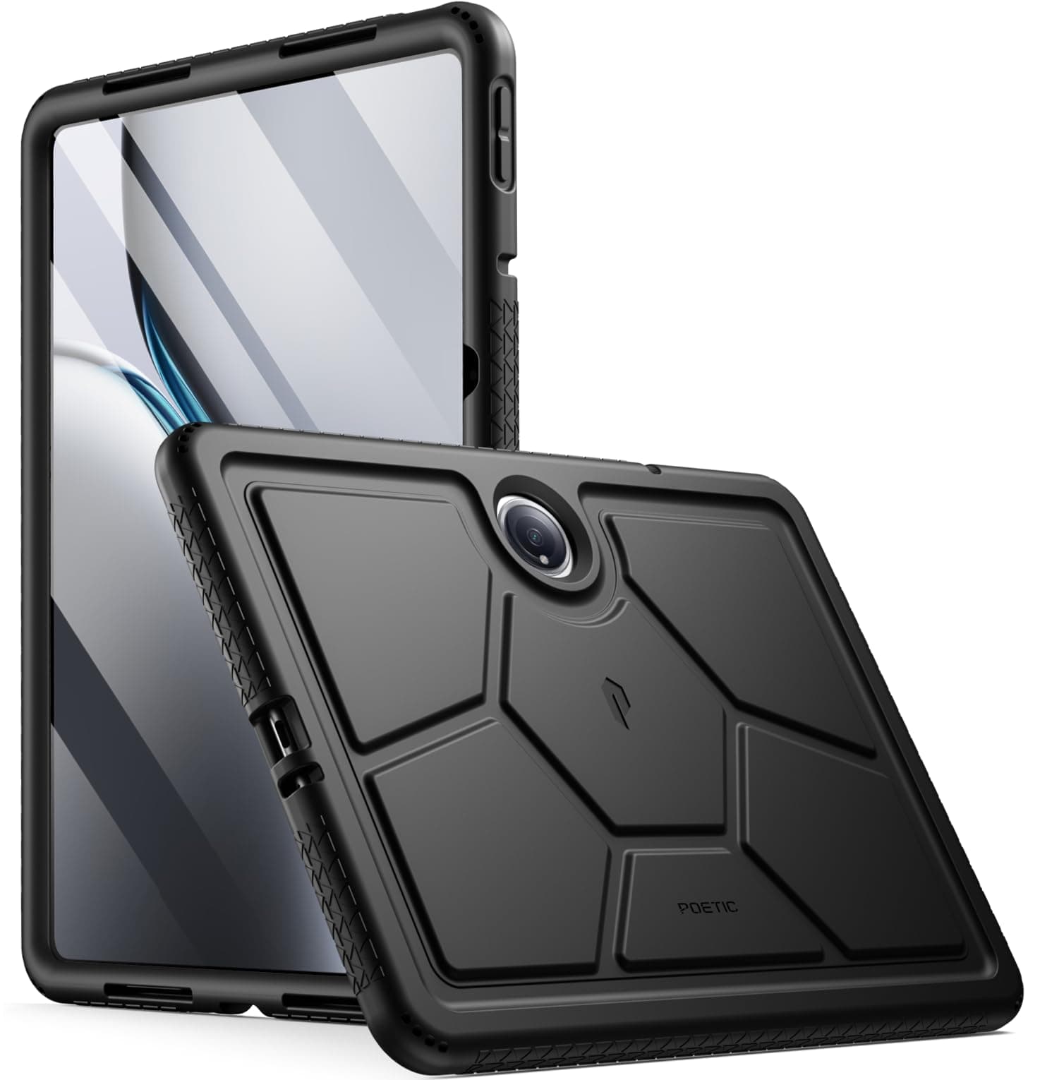 Poetic TurtleSkin Case for OnePlus Pad 2 12.1 inch (2024), Heavy Duty Shockproof Rugged Kids Friendly Drop Protection Silicone Cover Case, Black