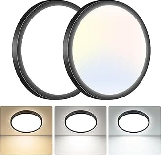hepside LED Ceiling Light,3000K/4000K/6500K 3 Color Temperature, Waterproof IP54 LED Ceiling Lamp, Modern,Round Flush Ceiling Light for Bathroom, Living Room,Bedroom, Kitchen, Hallway, Office 2 Pack