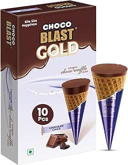 Chocoblast – Chocolate-Filled Waffle Cones | Box of 10 | Crunchy Snack for Kids & Adults | Non-Melt Chocolate | Celebration Gift Pack | Individually Wrapped Bites