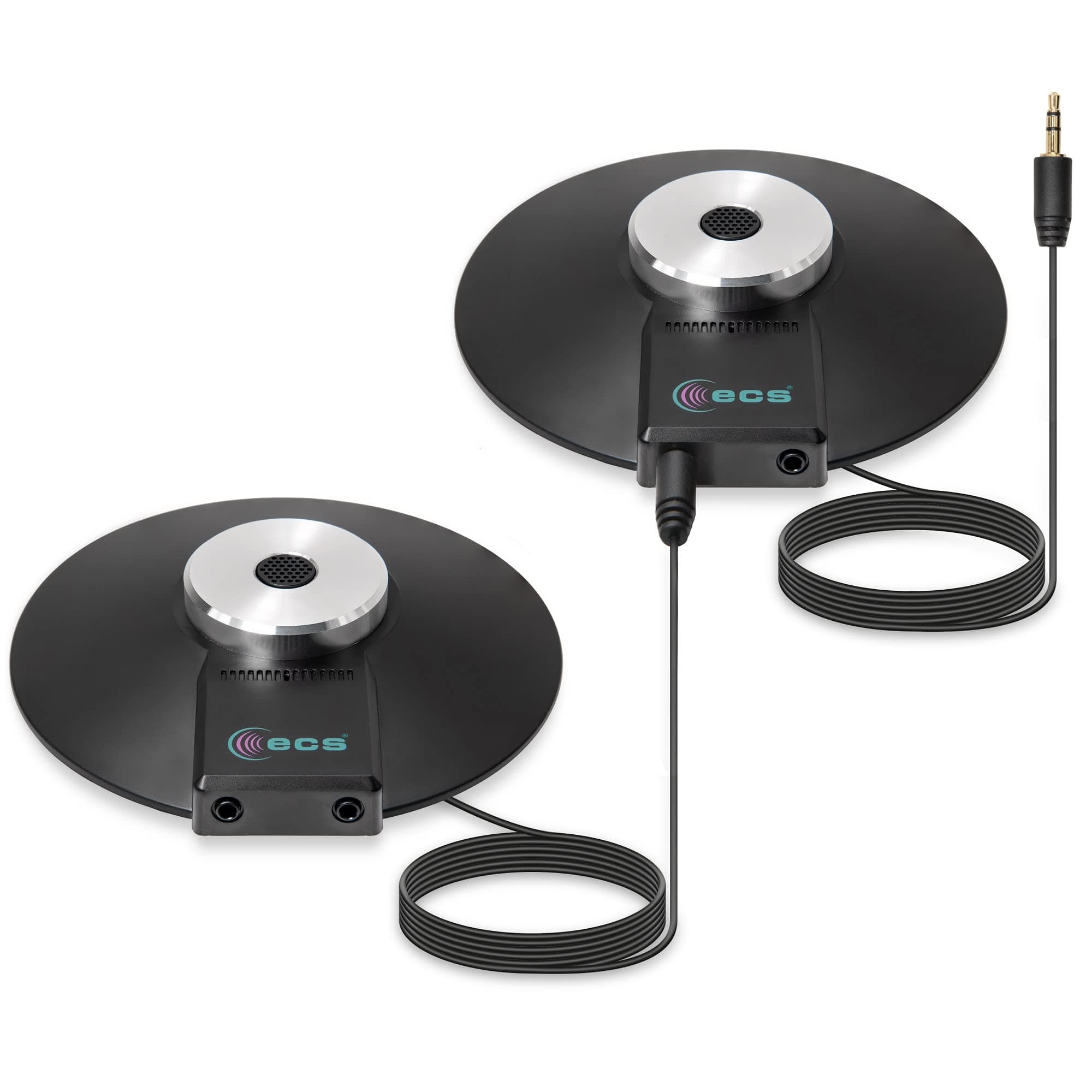 ECS WordForum 3.5mm TRS 360° Omnidirectional Stereo Conference Microphone for PC - with Daisy Chain Option, Condenser Mic for Teleconferencing - 2 Pack