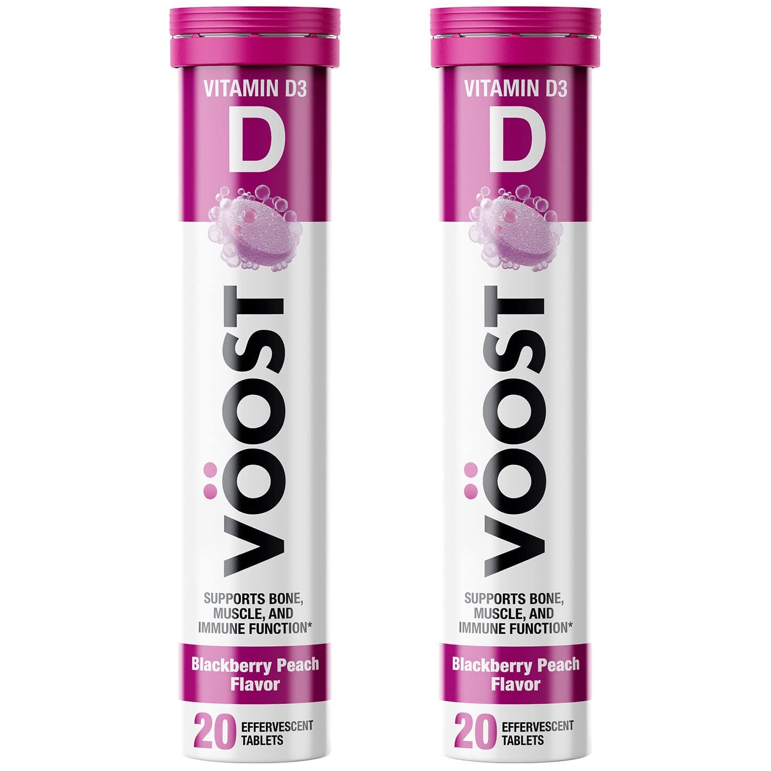 Voost, Vitamin D, Supports Bone, Muscle, and Immune Function*, Contains Vitamin d3, Effervescent Vitamin Drink Tablet, No Sugar + Low Calorie Vitamin Supplement, BlackBerry Peach Flavor, 40 Count