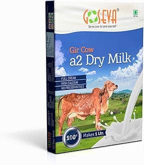 Goseva Dry Milk Powder - Premium A2 Desi Gir Cow's Milk 100GM Pack Of 5| High Calcium & Protein | Easy to Prepare Full Cream | 100% Vegetarian | Preserves Freshness | Ideal for Cooking & Baking