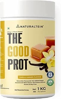 NATURALTEIN The Good Protein – 1 kg (Vanilla Caramel) | Plant & Whey Blend | 22 g Protein per Serving | No Artificial Additives | Supports Muscle Growth, Recovery & Daily Energy