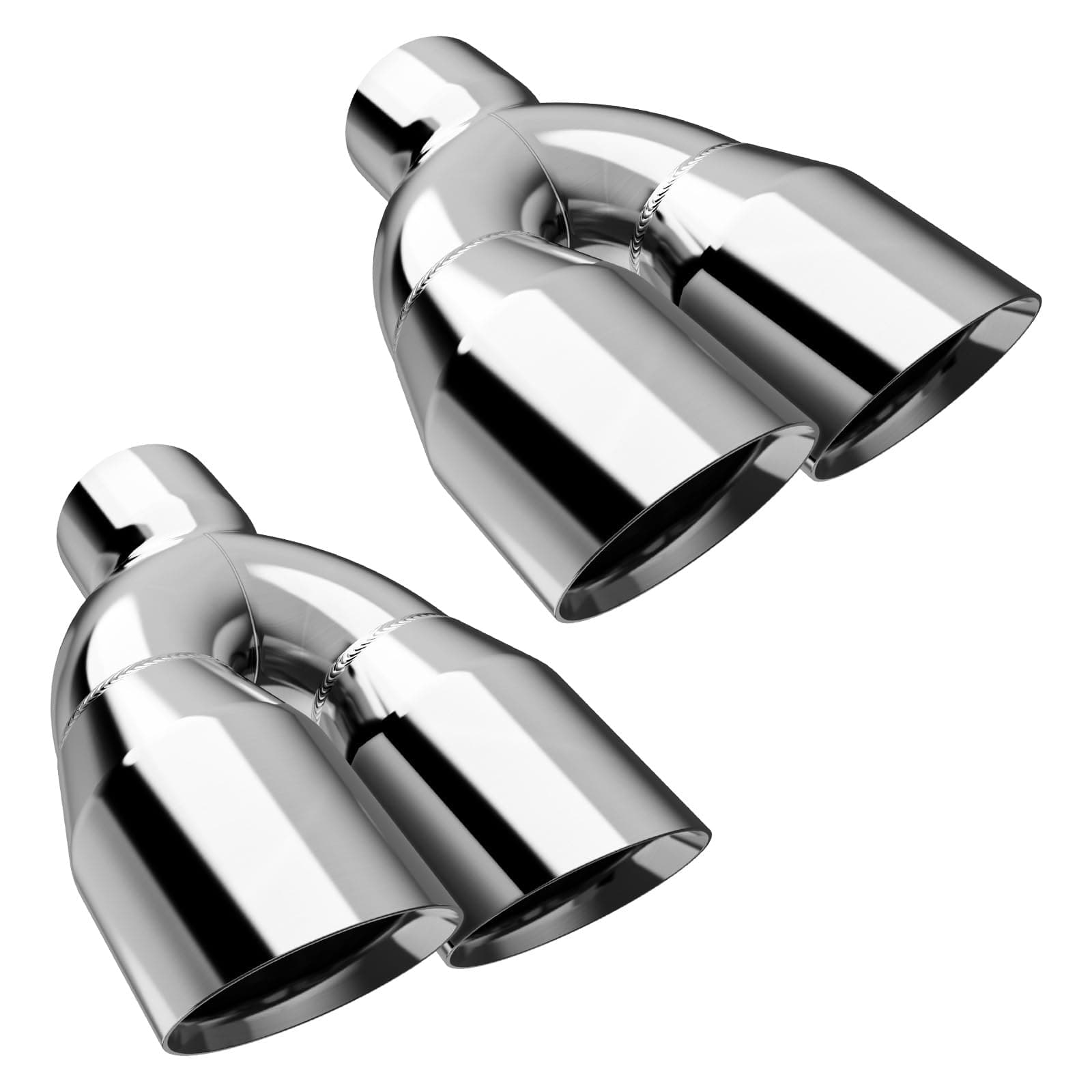 LCGP Dual Exhaust Tip 2.5 inch Inlet 3.5 inch Outlet Universal Car Stainless Steel Angle Cut 2-Packs Tailpipe(left and right)