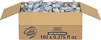 Nestle Coffee mate Coffee Creamer, French Vanilla, Liquid Creamer Singles, Non Dairy, No Refrigeration, Box of 180