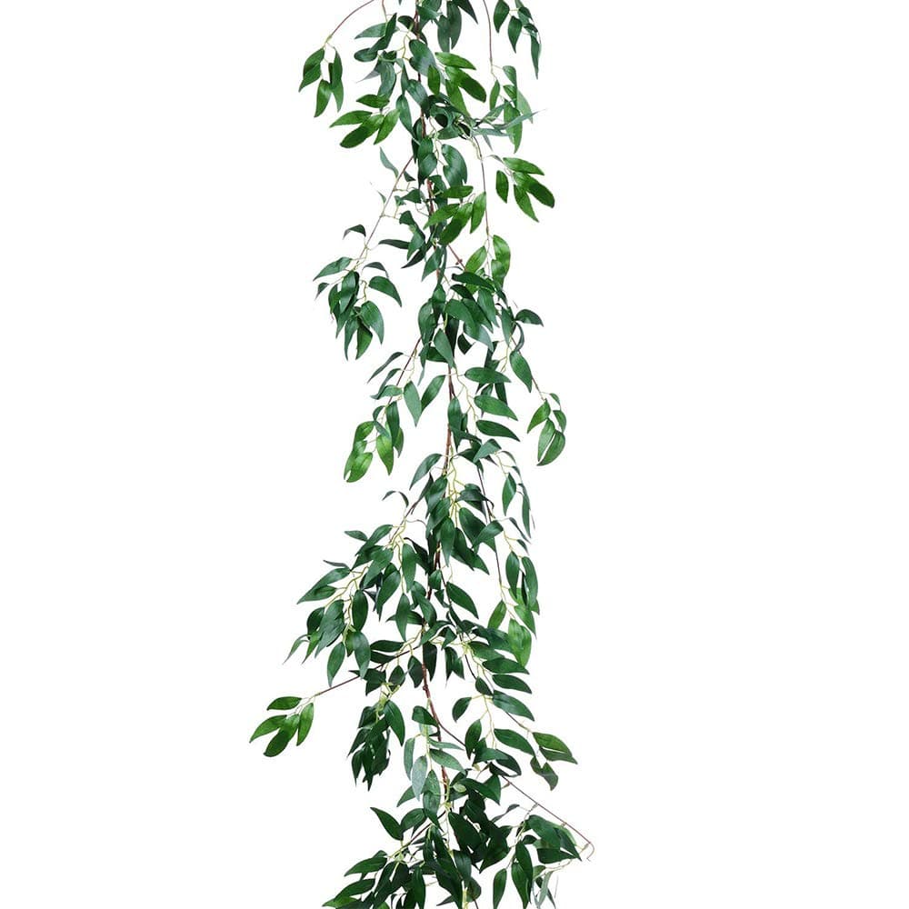 YQing Artificial Greenery Garland 5.7 FT Faux Silk Willow Leaves Vines Wreath Wedding Backdrop Wall Decor Flower Arrangement (Green)