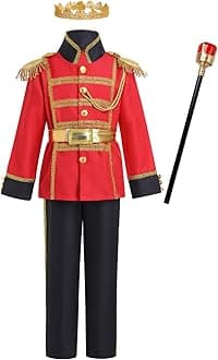 AWIBMK Boys Prince Charming Costume - Kids Medieval Royal King Outfit for Halloween Cosplay Dress Up