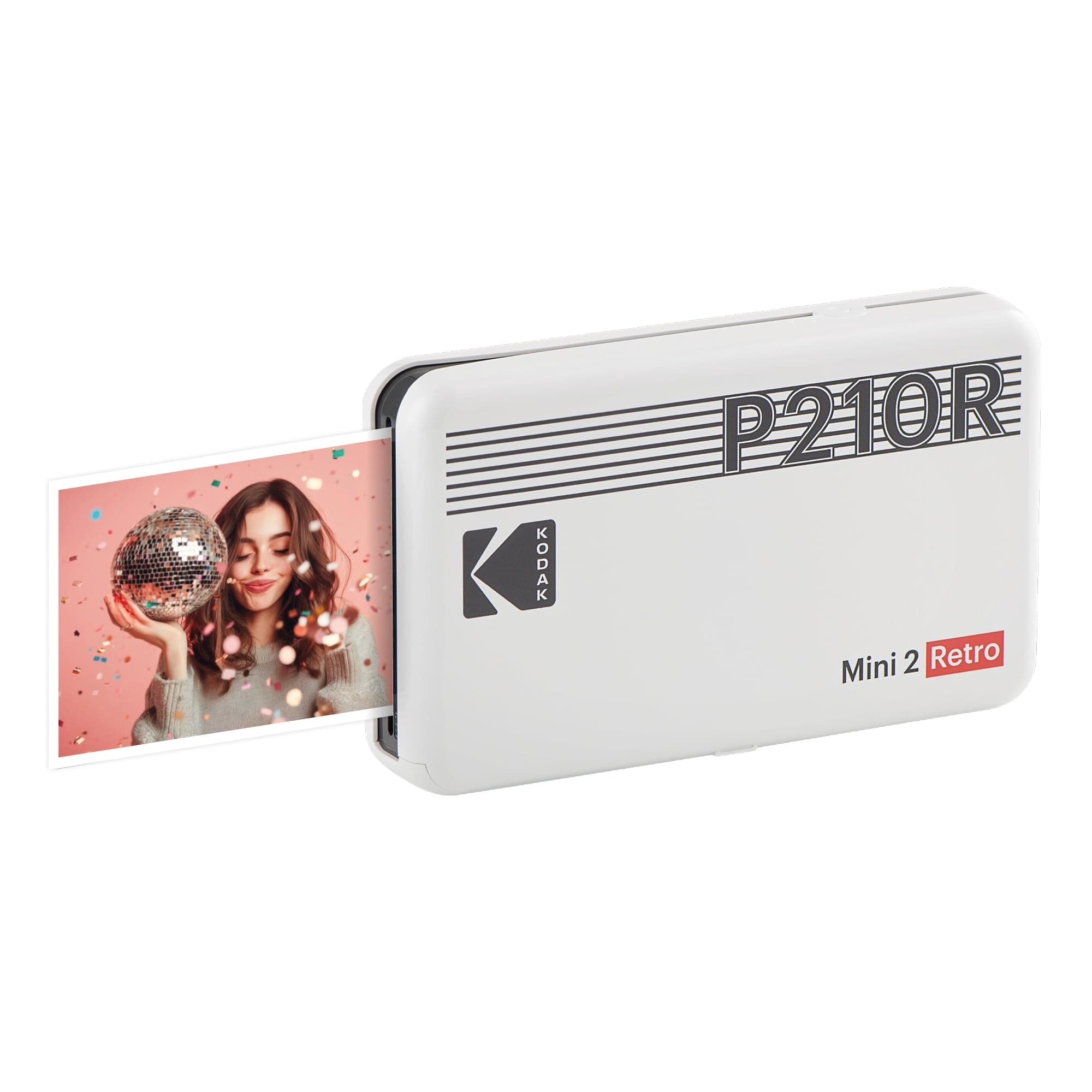 Mini 2 Retro 4PASS Portable Photo Printer (2.1x3.4") + 8 Sheets, Black Premium Quality- White