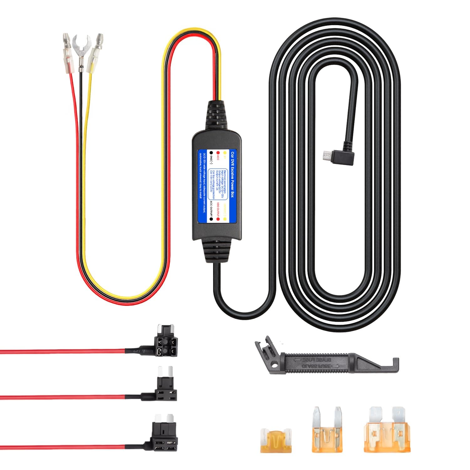 COOAU Dash Cam Hardwire Kit Cable - Dashcam Hardwire USB Ports for Car with Acc Detection | 24H Parking Monitoring for Dash Camera M57 M53 D30 D30S D20 D20S