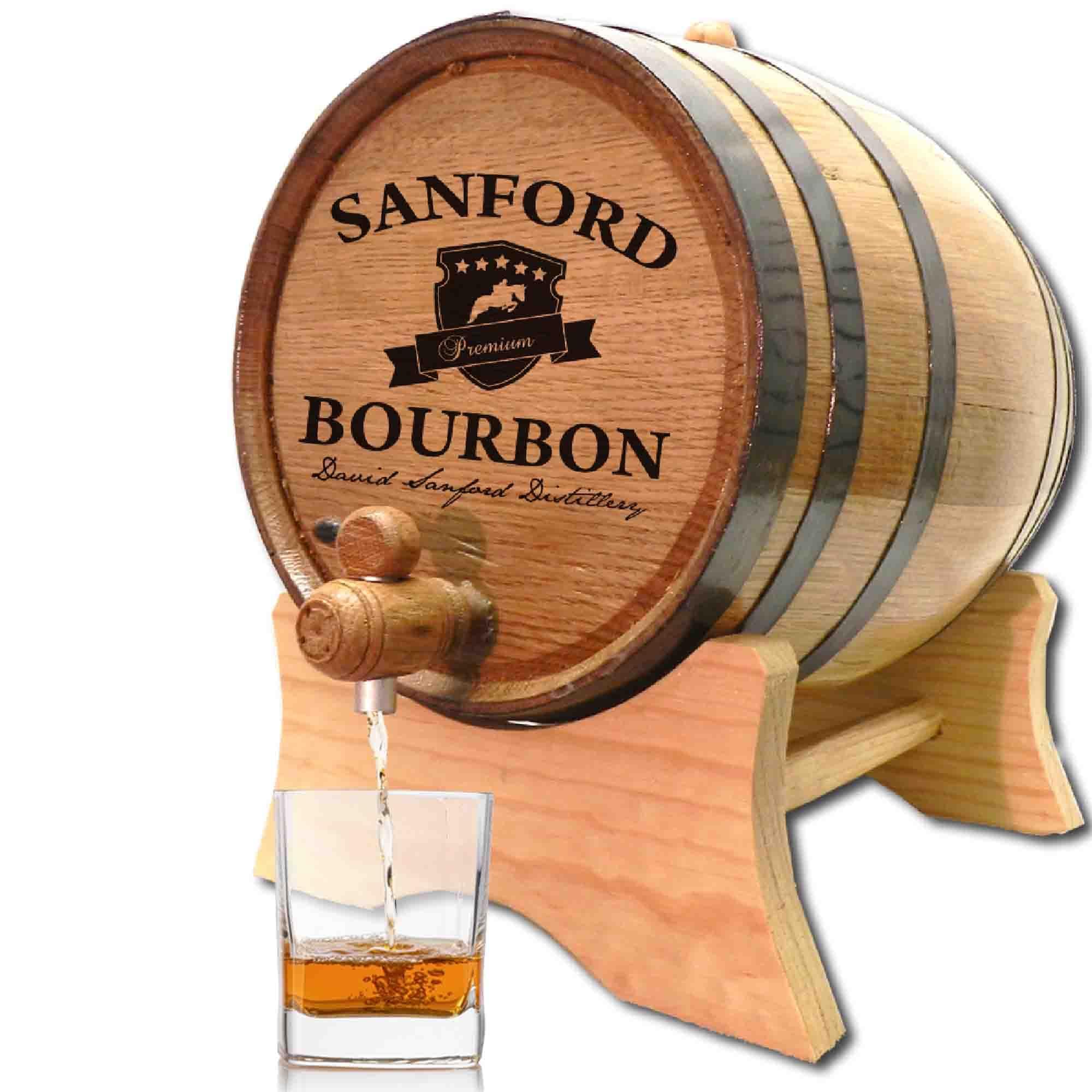 Personalized 1 Gallon Oak Aging Barrel with Stand, Bung and Spigot - Wooden Whiskey Barrel Wine Barrel - Home Brewer, Wine Maker and Cocktail Aging - New American Oak Barrel for aging whiskey (B400)