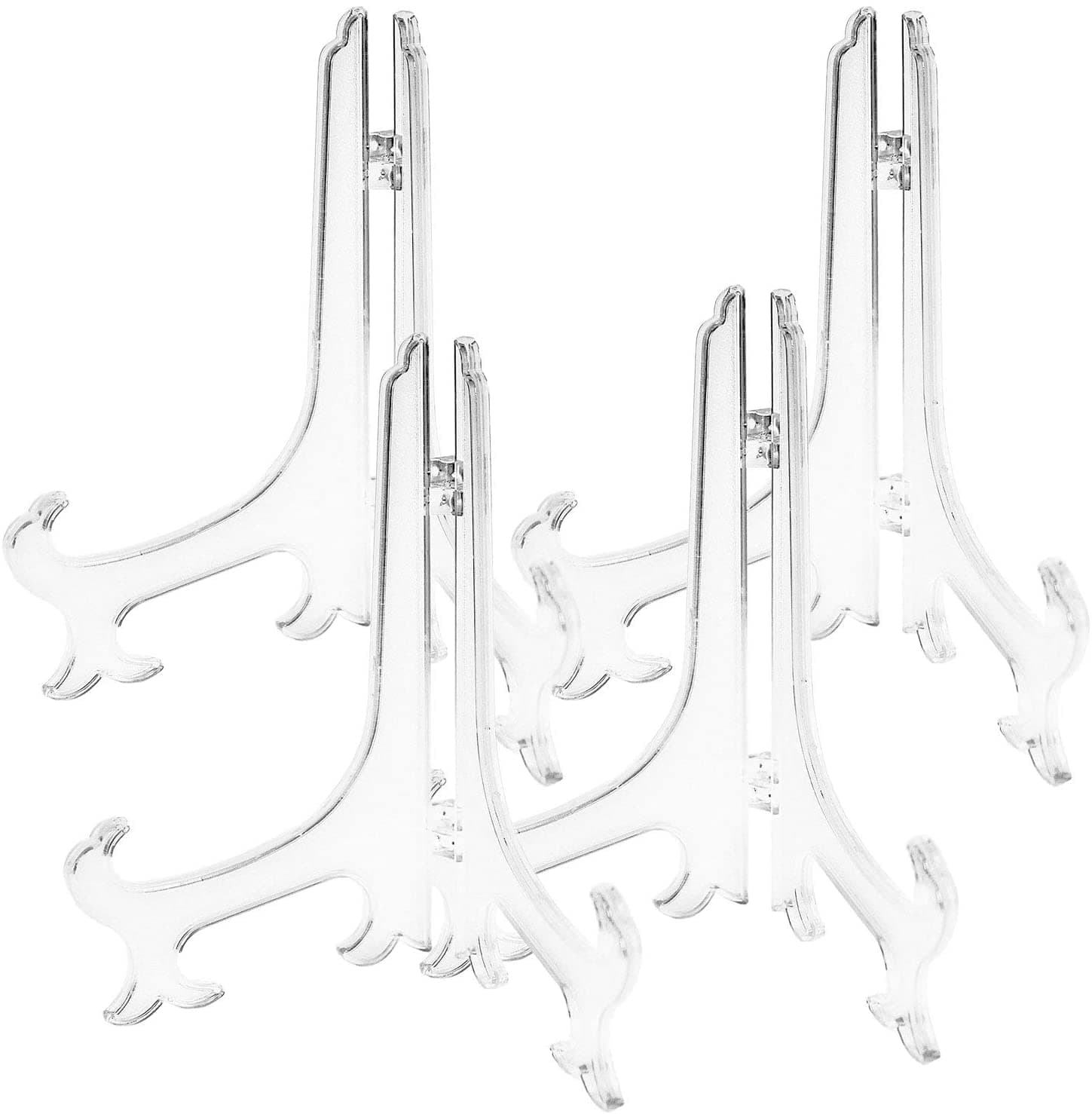 Plastic Easels, 4 Pcs Clear Picture Display Stands Card Easels Holder Stands for Home Decoration Birthdays Tables, 4.72Inch