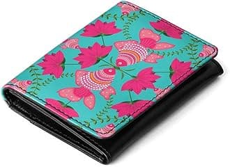 DailyObjectsFlip Top Leather Card Holder Wallet for Women, Kissy Fishy, Floral