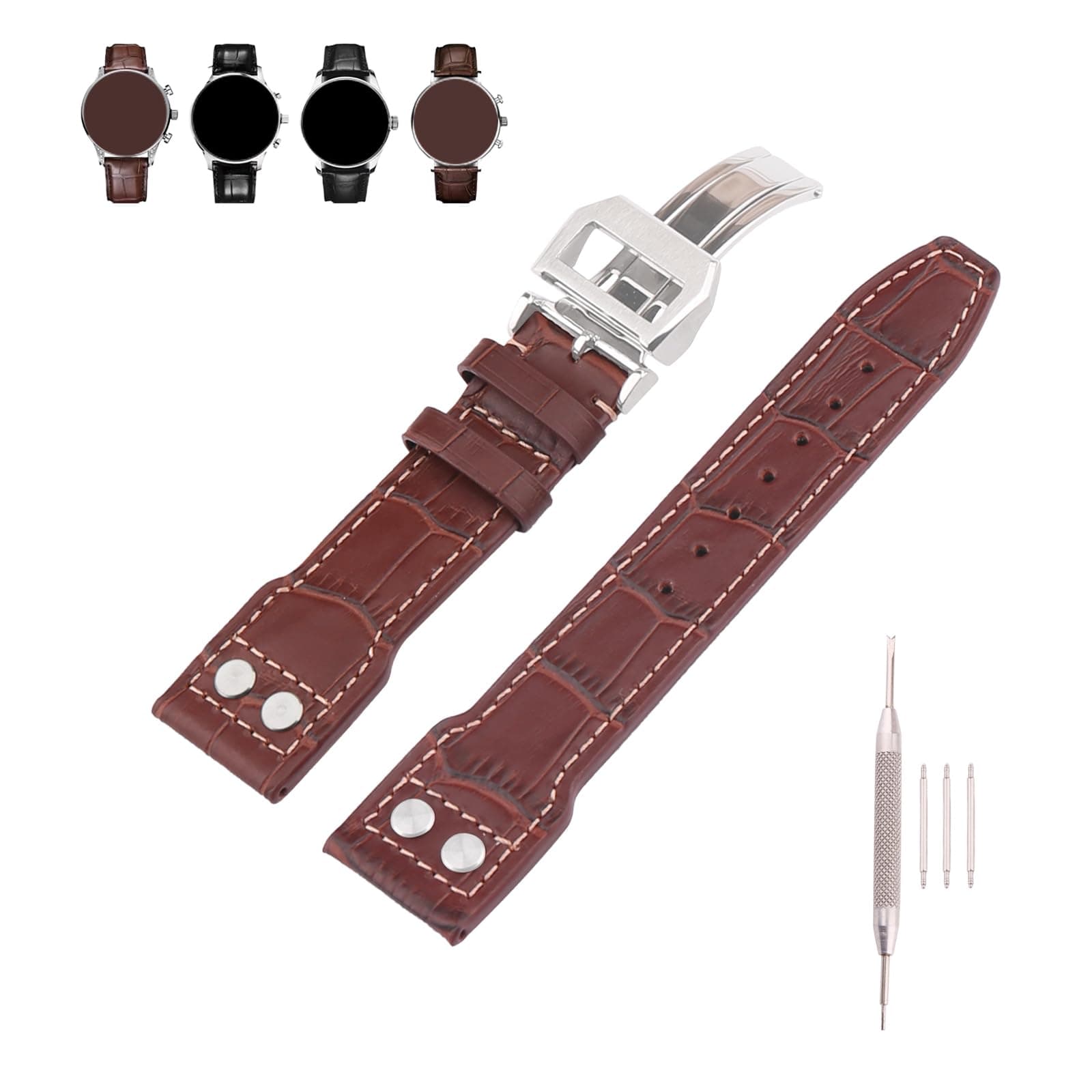 MMBAY22mm Rubber Watch Bands Replacement Fit for IWC Big Pilot’s Watch Silicone Strap Wirstband for Men and Women Waterproof Bracelet Watch accessories