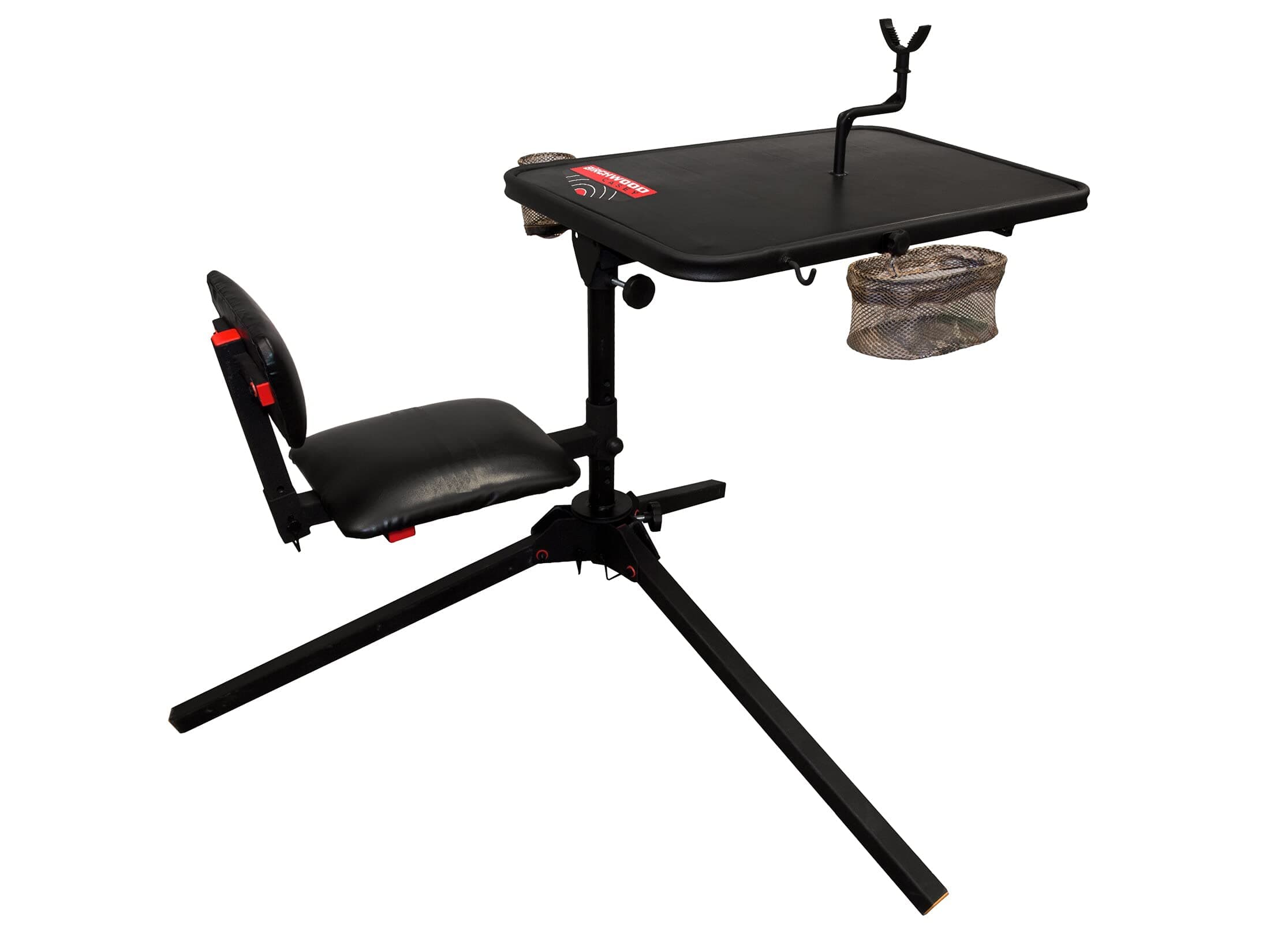 Birchwood Casey Xtreme Adjustable Shooting Bench with Thick Padded Back Rest, Seat, Cup Holder, Ez Access Gear Basket & Gear Hook