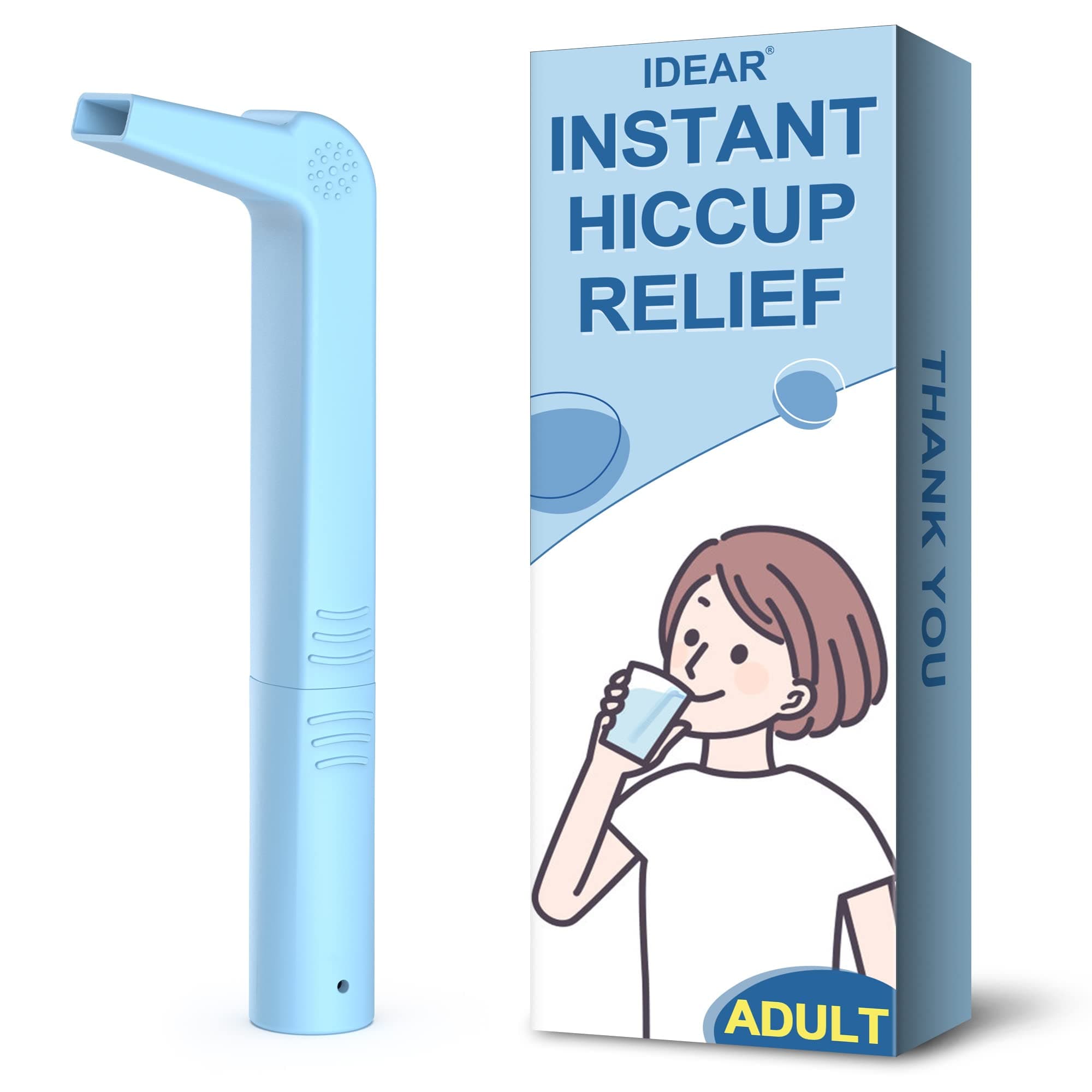 Natural Hiccup Straw, 1 Pack IDEAR Straw to Instantly Stop Hiccups, Especially for Adult, Effective and Easy to Use