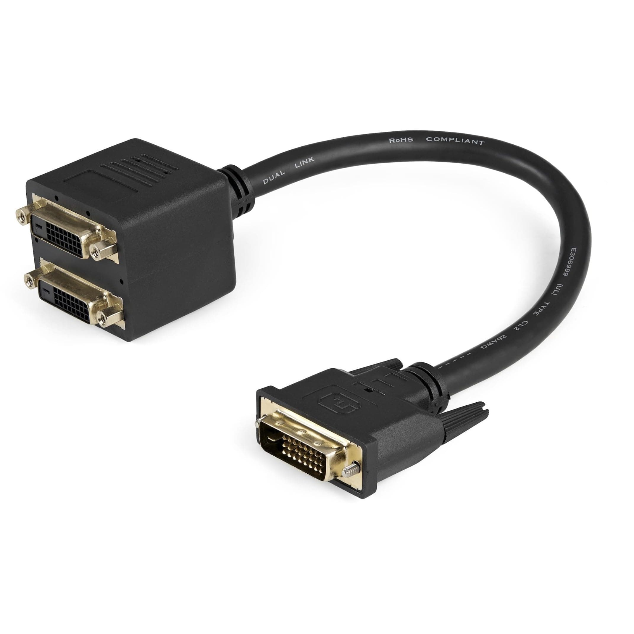 StarTech.com 1ft DVI Splitter Cable - M/F - DVI-D to 2x DVI-D Dual Video Splitter for Your Split Screen Computer Monitor (DVISPL1DD), Black