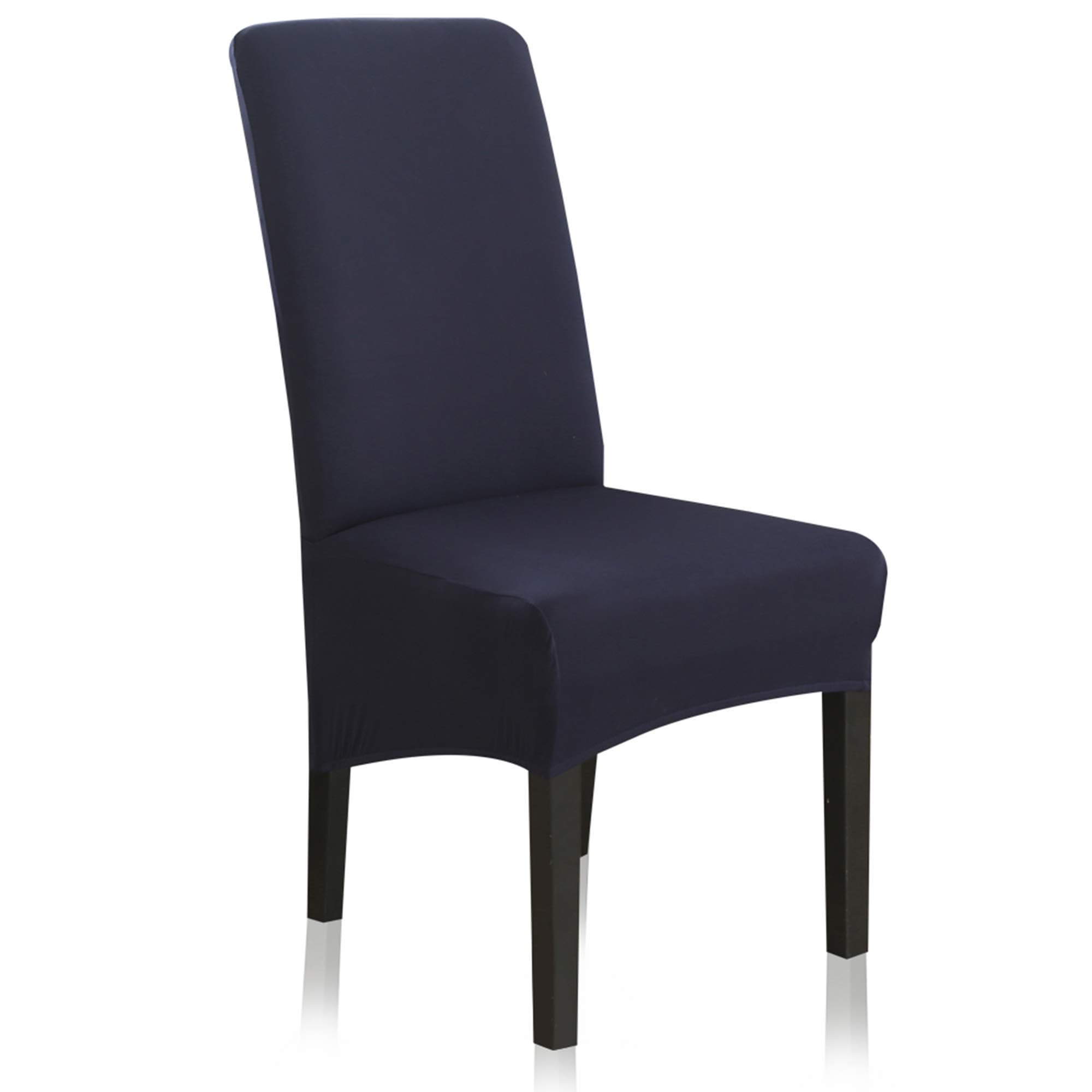 Stretch Dining Chair Slipcovers, XL/Oversized Removable Washable Soft Spandex Extra Large Dining Room Chair Covers for Kitchen Hotel Table Banquet Solid Color (4 Per Set, Navy)