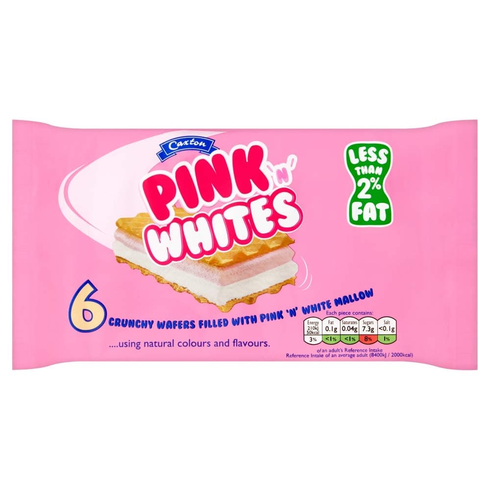 Caxton Pink and White Wafers 6 Pack 60g