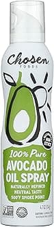 Chosen Foods 100% Pure Avocado Oil Spray 4.7 oz (1 Pack), Non-GMO, 500°F Smoke Point, Propellant-Free, Air Pressure Only for High-Heat Cooking, Baking and Frying