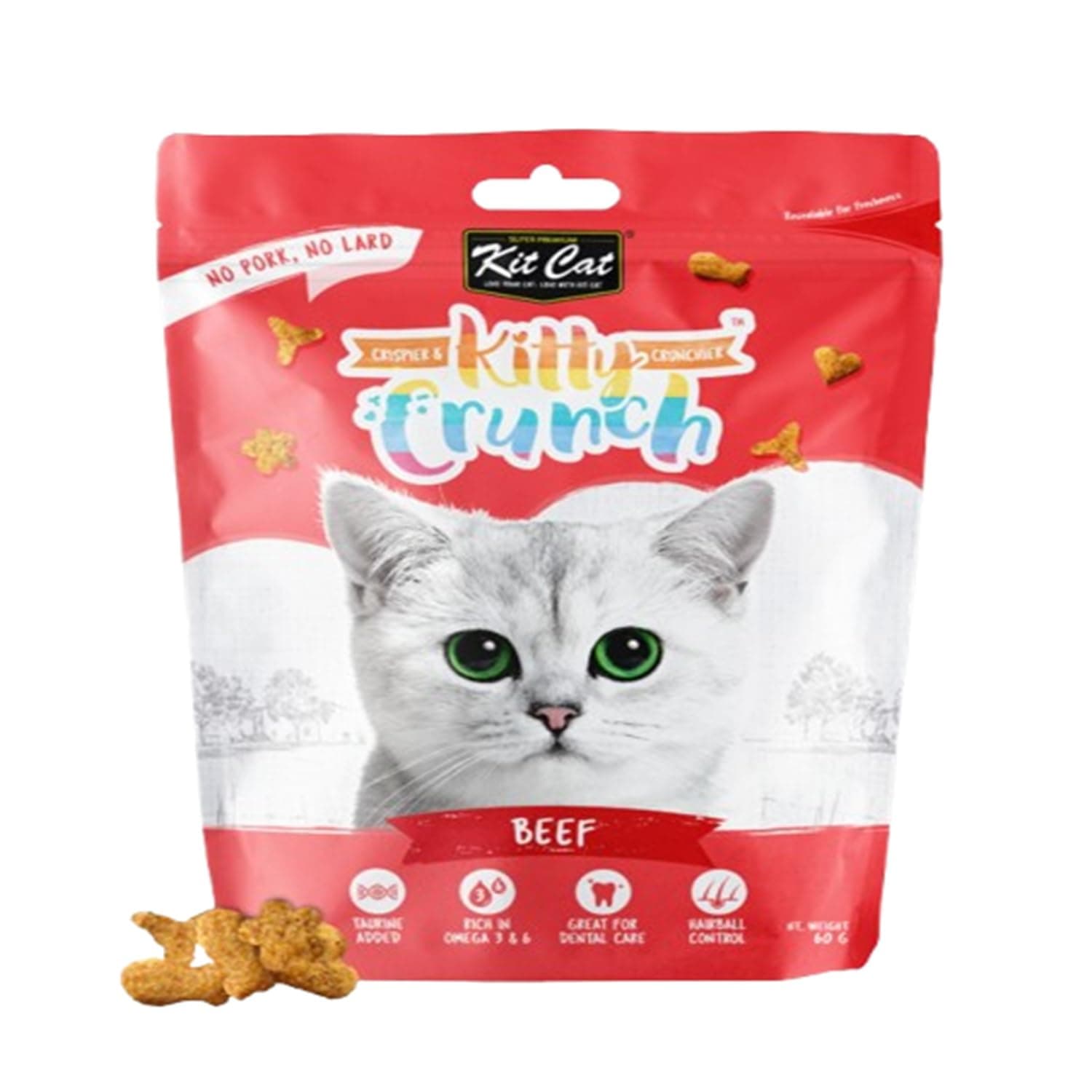 Kit Cat Kitty Crunch Beef Flavour Cat Treats - 60G