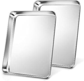 17.5 Inch Baking Sheet Pan Set (2Pcs), Joyfair Stainless Steel Cookie Sheets, Commercial Metal Pans Toaster Oven Tray Bakeware for Jelly Roll/Bread/Bacon, Heavy Gauge, Rust-free & Dishwasher Safe