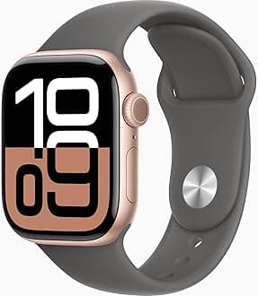 Apple Watch Series 10 [GPS, 42mm] - Rose Gold Aluminum Case with Stone Gray Sport Band, S/M (Renewed)