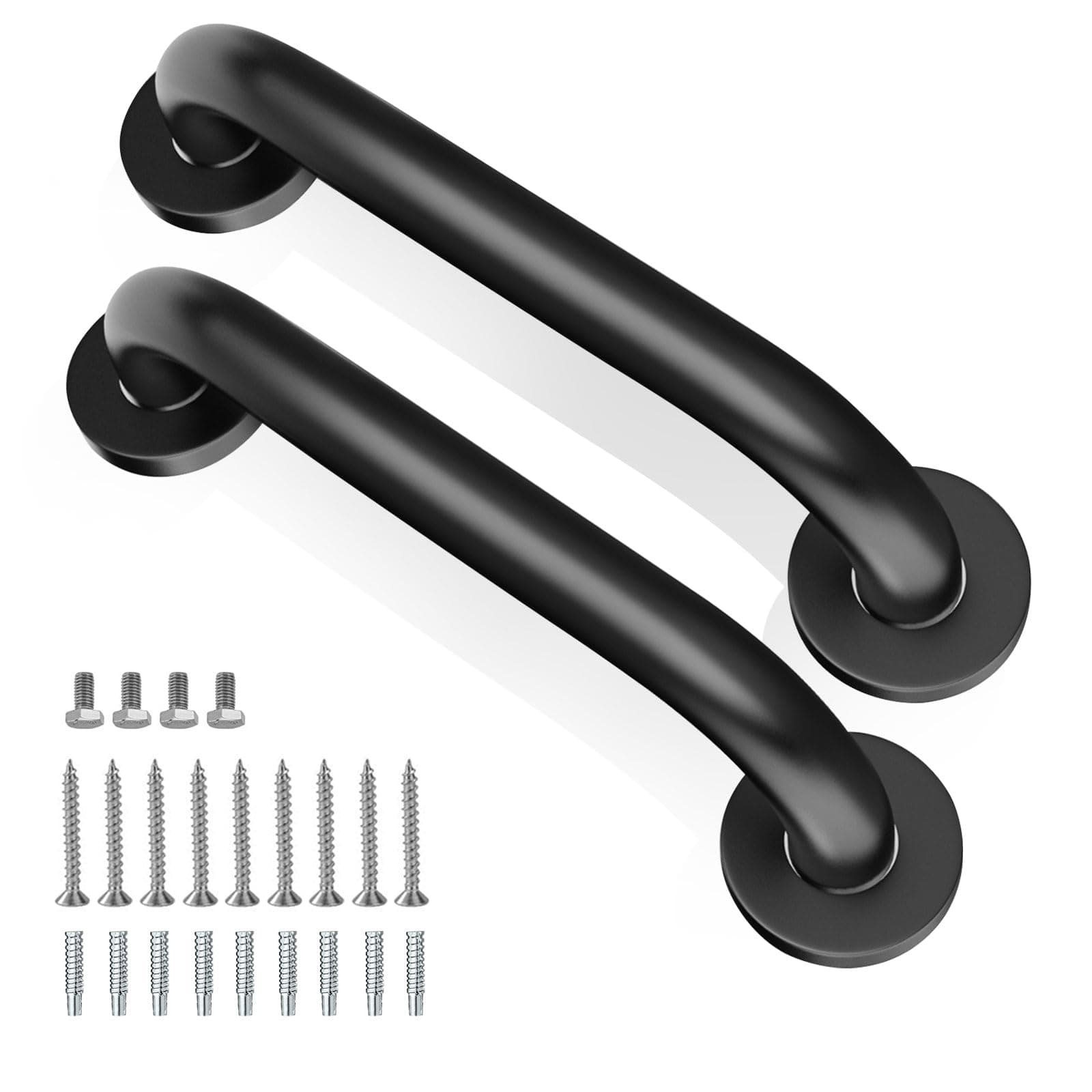 Shower Grab Bars, 2 Pack 12 Inch Heavy Duty Non-Slip Bathroom Grab Bars, 1.25" Diameter Bathroom Safety Handle for Elderly, Handicap Assist Grab Bar for Bathtub/Shower/Toilet