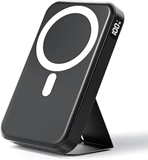 Gxorul Magnetic Portable Charger Stand, 10000mAh Power Bank with LED Display Black
