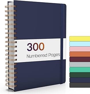 Forvencer Lined Spiral Journal Notebook with 300 Numbered Pages, A4 College Ruled Thick Journals for Writing with 100GSM Paper, Hardcover Notebooks with Contents for Work, School, Women, Men, Navy