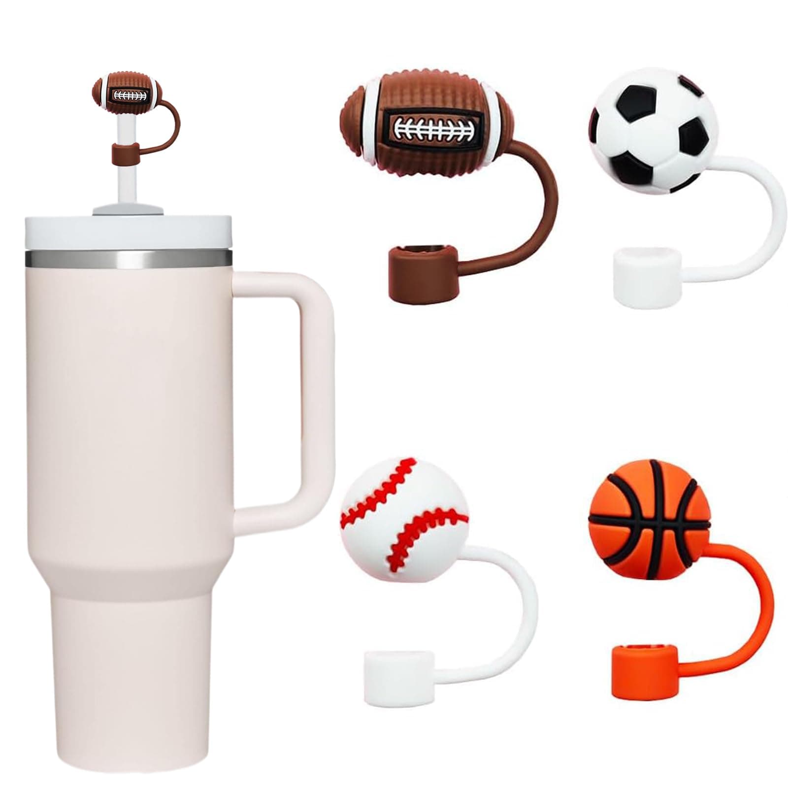 4Pc Straw Cover for Stanley Cup, Silicone Straw Topper for Stanley Cup 30&40oz with Tumblers, 10mm 0.4in Lid Accessories (Reusable)