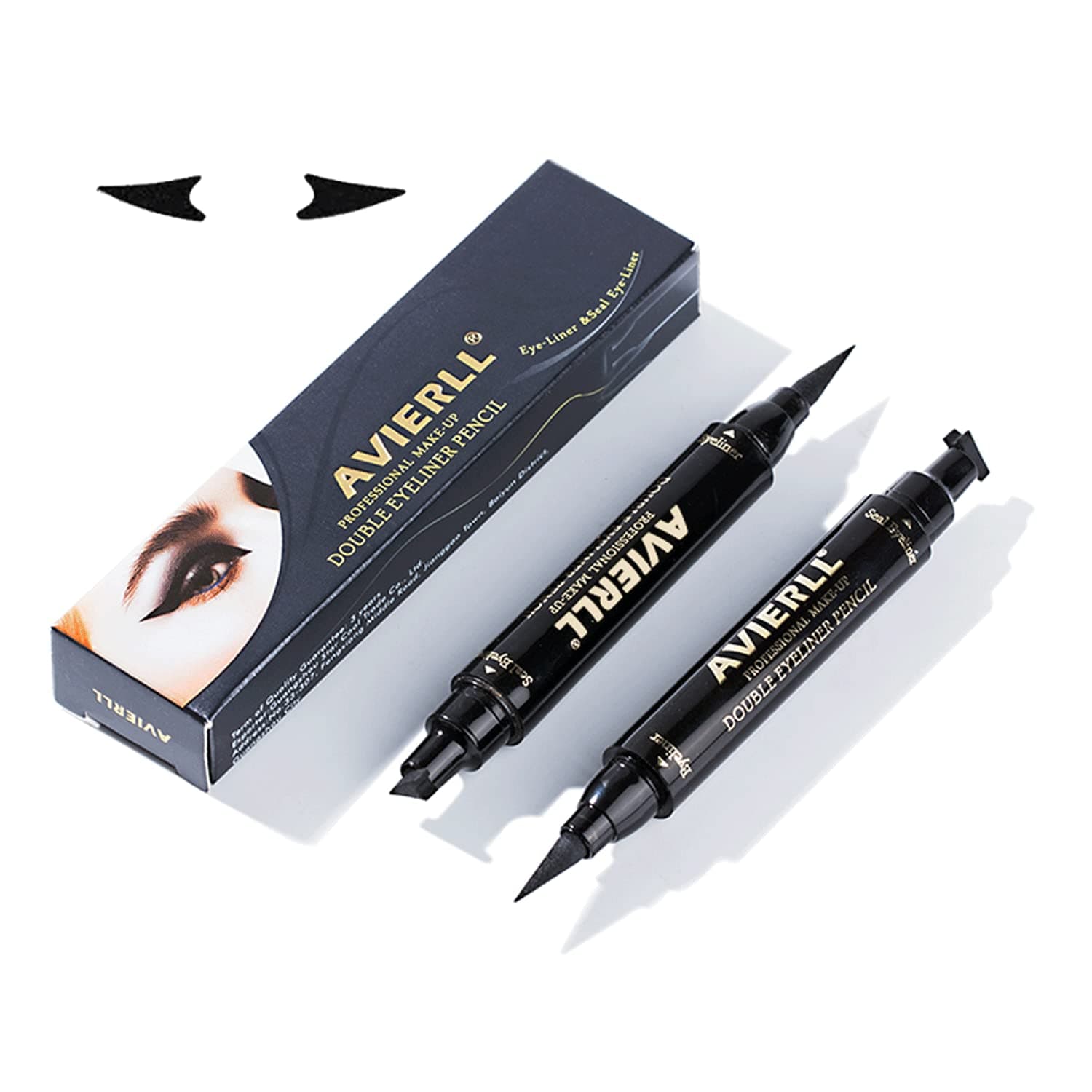 Winged Eyeliner Stamp-2 Pens, Smudge Proof Waterproof Long Lasting quick flick wingliner, Vamp Style Wing Eye Liner Pen Black (Left and Right)