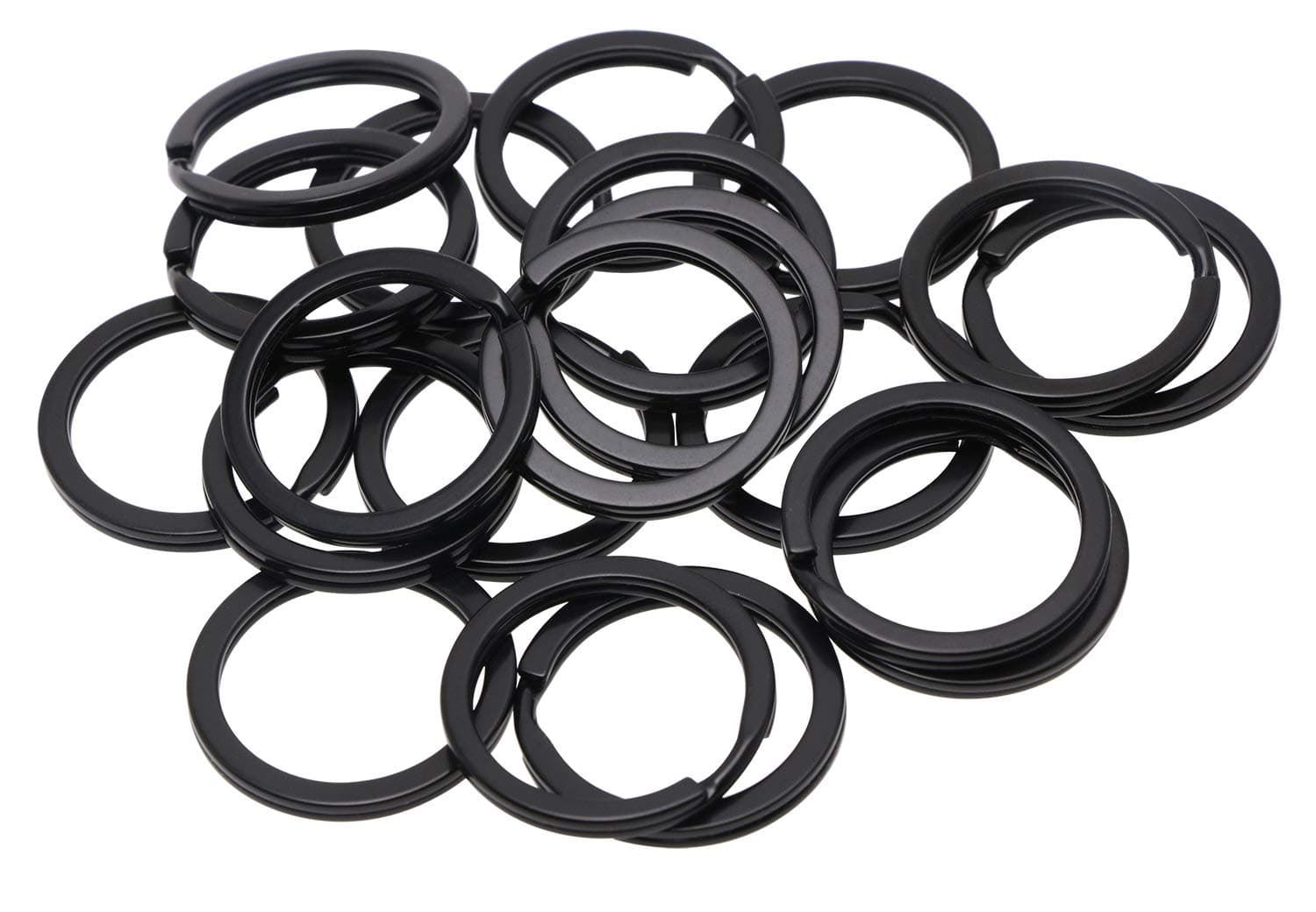 Tupalizy Round Flat Key Chain Ring Metal Split Dog Tag Keychain Ring for Home Car Keys Attachment,Arts Crafts and Belt Lanyards, 20PCS (Black)