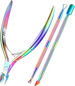 Cuticle Trimmer Cuticle Remover with Cuticle Pusher, XUNXMAS Professional Stainless Steel Durable Pedicure Manicure Tools Cutter Nipper Scissor Clipper for Fingernails and Toenails Dead Skin