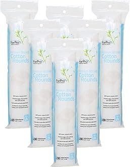 ForPro Professional Collection Premium Stitched Cotton Rounds, 100% Pure Cotton Pads for Removing Makeup, Nail Polish and Cleansing Face, 600-Count (Pack of 6-100 Cotton Rounds)