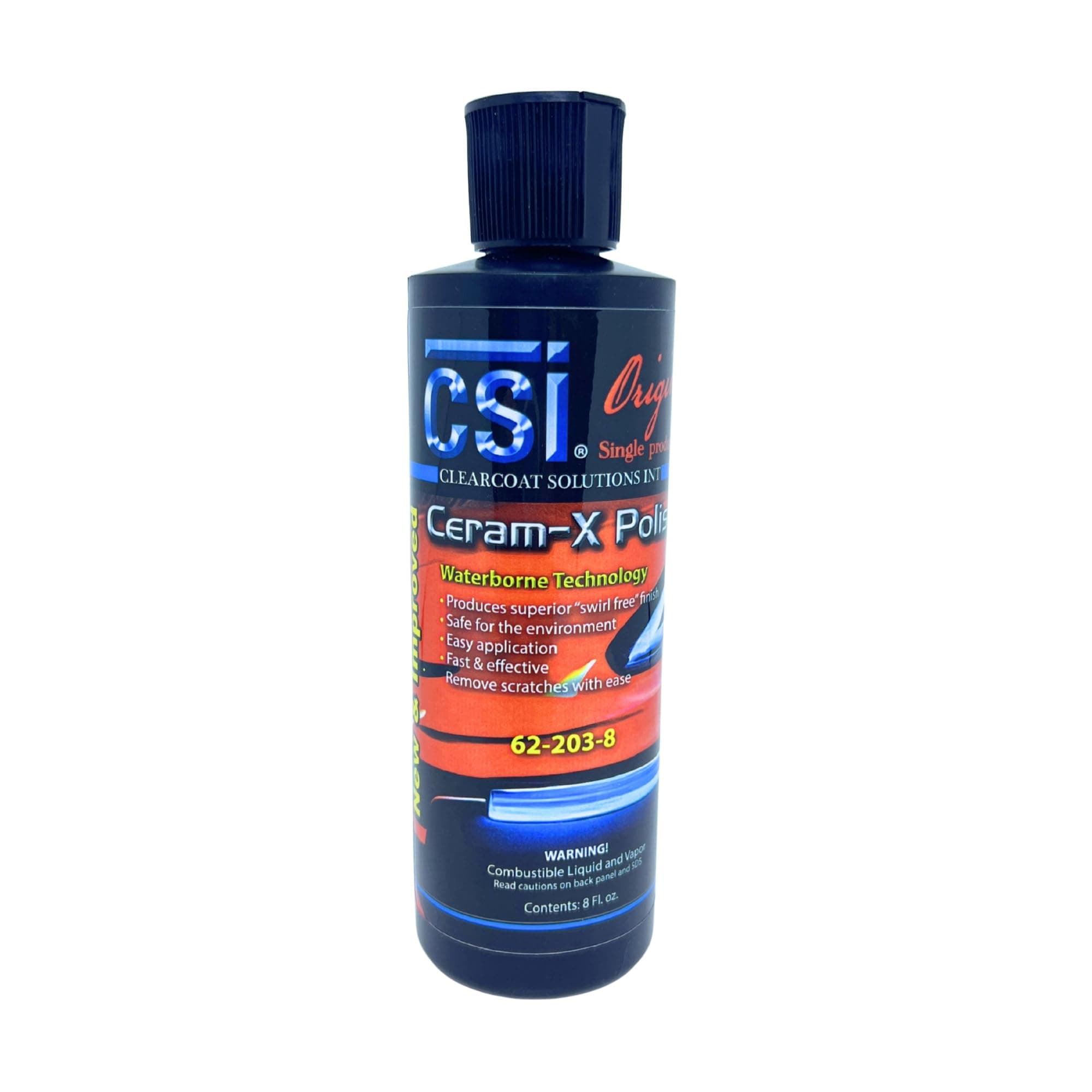 CSI Ceram-X Car Polish (8 oz.)| The Original Single Product Polish | One-Step Paint Correction to High-Gloss Finish | Water Based Formulation | Filler-Free | Body Shop Safe