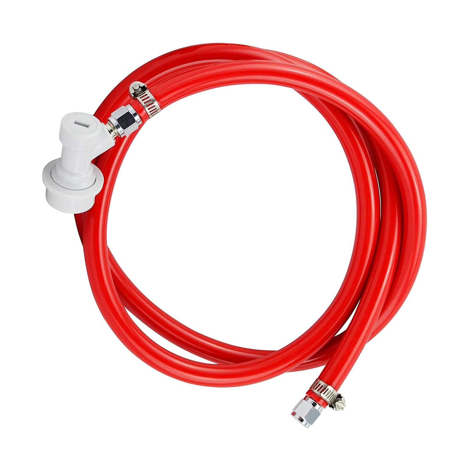 FERRODAY Ball Lock Gas Line Assembly 5ft Red Long Tubing 5/16 Ball Lock Gas Disconnect Set Home Brewing Kit Ball Lock CO2 Gas Hose Assemble for Draft Beer Home Brewing