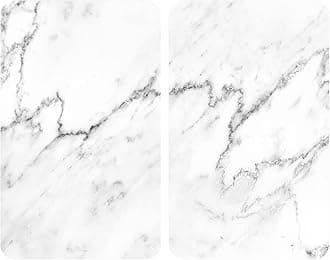 WENKO Set of 2, 30 x 52 cm "Marble" Protective Hob for Induction Hob, Glass Hob, Ceramic, Tempered Glass