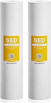 Max Water 1 Micron 20 x 4.5 Sediment Water Filter Cartridge - Whole House Water Filter Replacement Cartridge for Well Water System Compatible with DGD-5005-20, FP25B, AP810-2, FPMB5-20, 2-Pack