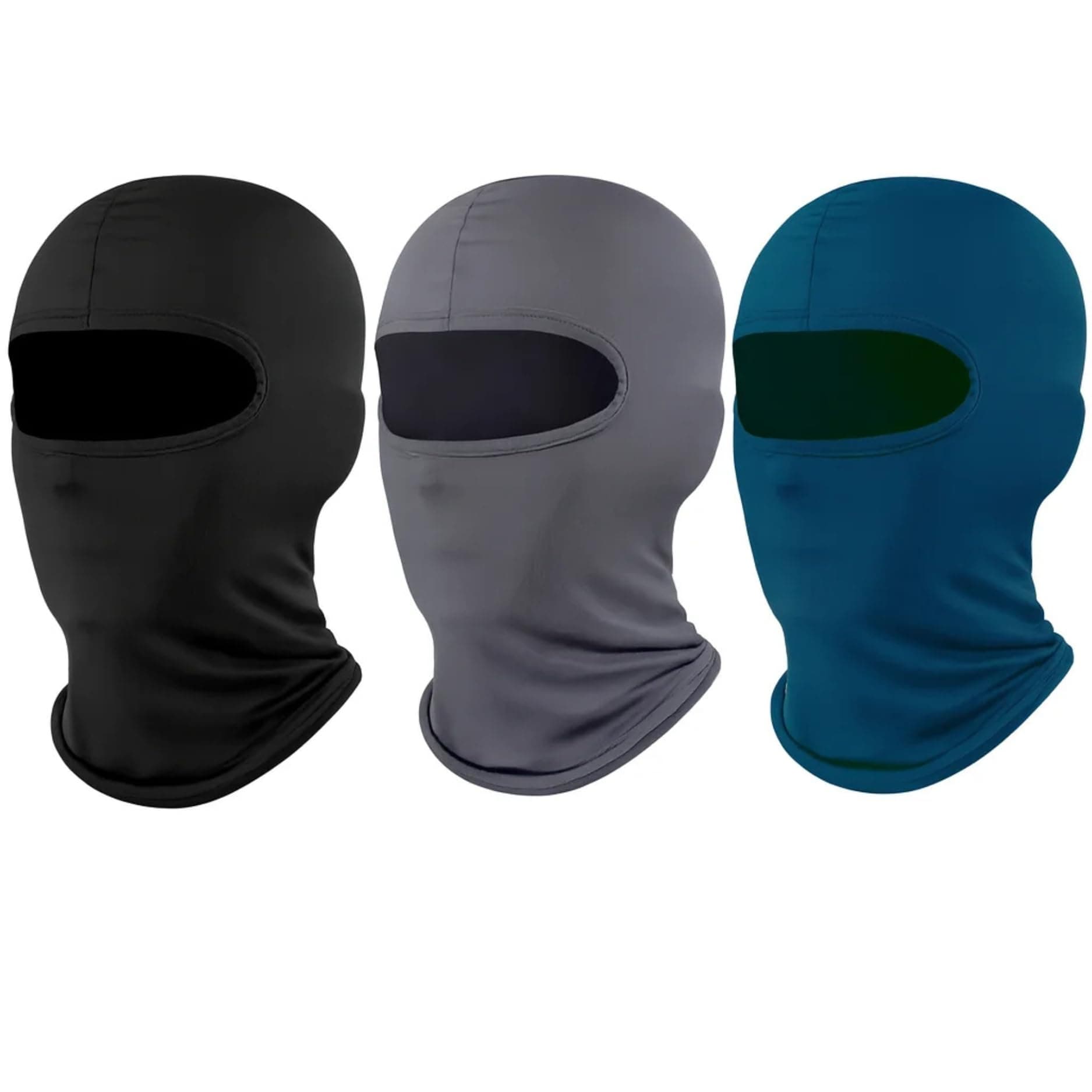 ™ 3 Pcs Summer Full Face Balaclava: Ice Silk UV Protection Mask Set - Skiing, Motorcycling, Outdoor Sports - Men & Women - Black, Grey, Navy - Thin & Windproof Head Mask for Sun Protection