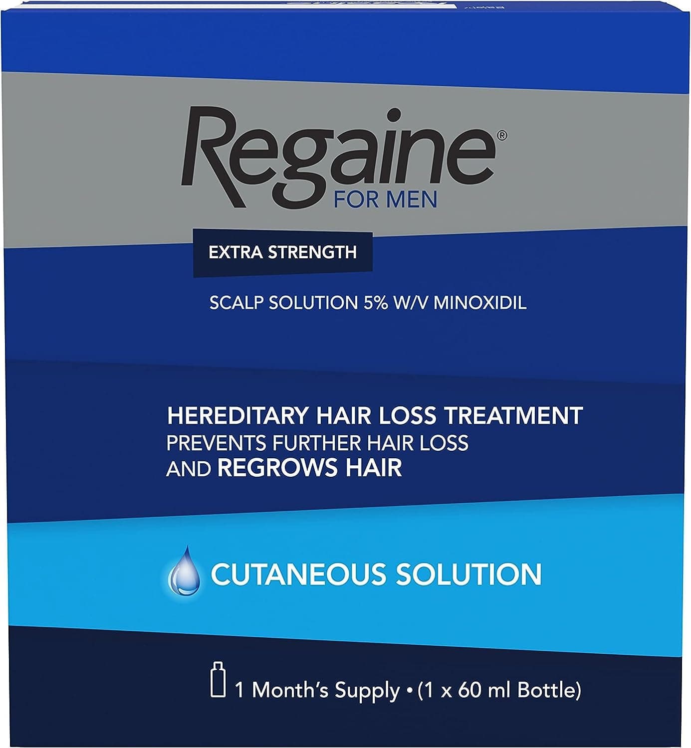 For Men Extra Strength Scalp Solution, Hereditary Hair Loss Treatment with Minoxidil, Helps Regrow Hair and Prevents Further Loss, 60 ml (1 Month Supply)