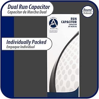 Appli Parts Dual Run Capacitor for ac 55+10 Mfd uF (microfarads) 370VAC or 450VAC CBB65 Round Universal fit for hvac and other applications 5-5/8 in High 2-1/8 in Wide CON-55/10-450