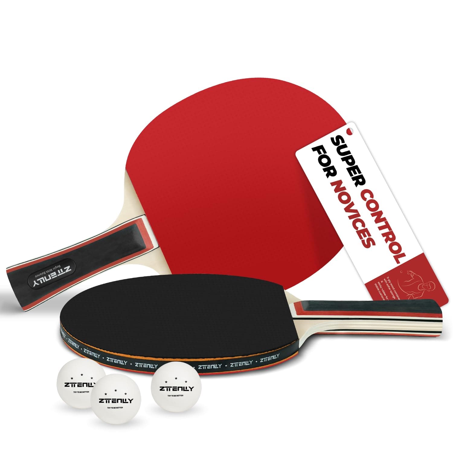 Ping Pong Paddles with Balls - Better Control & Sticky Inverted Rubber - Table Tennis Paddles Set for Indoor & Outdoor Games