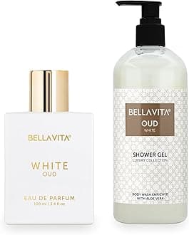 Bella Vita Luxury White Oud EDP Premium Long Lasting Fragrance Perfume 100ml & Shower Gel for Deep Cleansing, Hydrating, Softer Skin with Aloe Vera 500ml