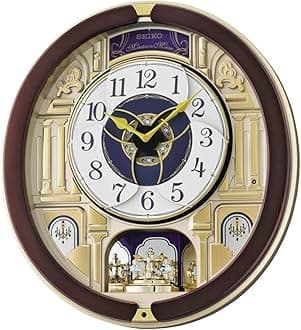 Melodies in Motion Wall Clock, Golden Pillars