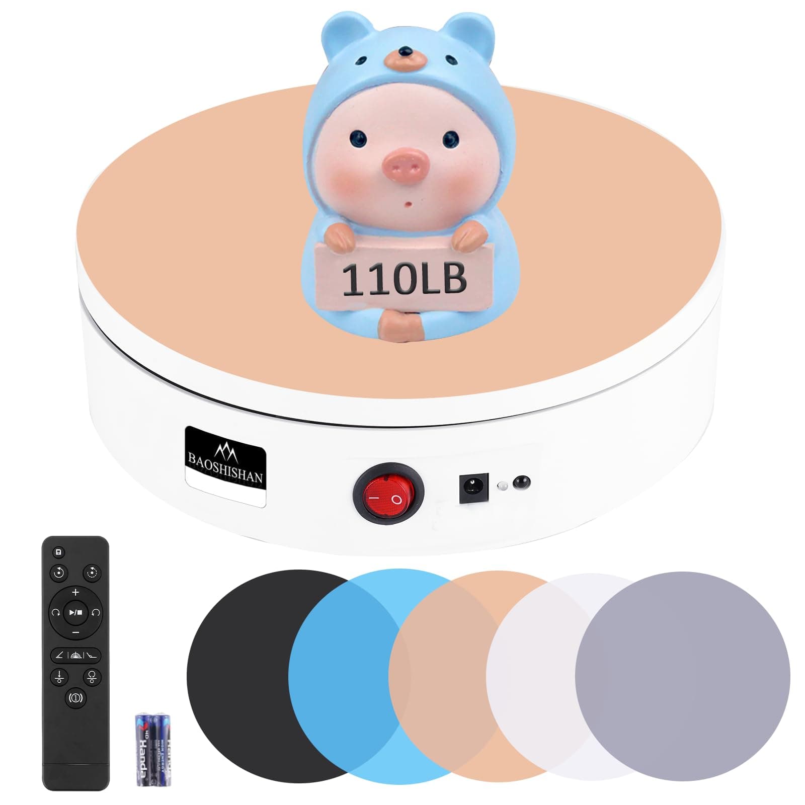 BAOSHISHAN Electric Rotating Display Stand Rotating Turntable Display 50KG Turntable Photography Motorized Turntable 22CM White