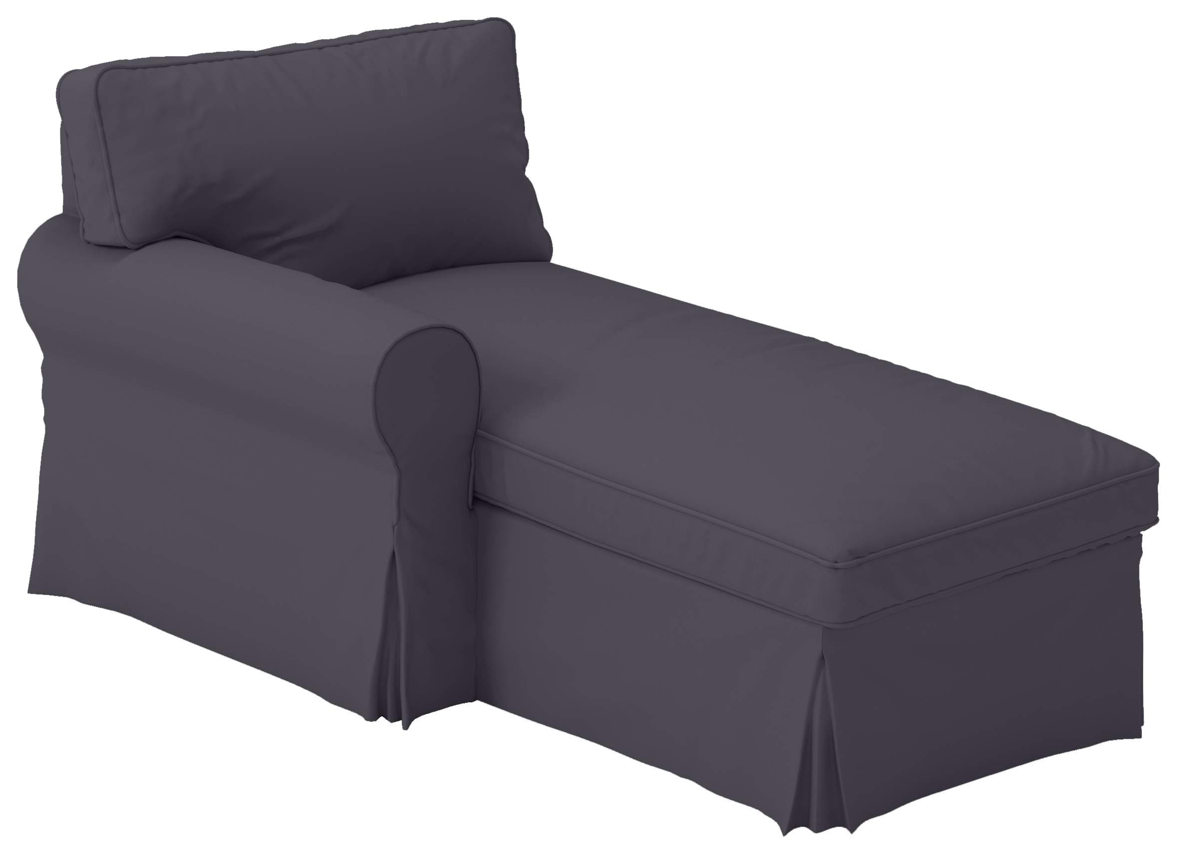 The Gray Ektorp Chaise with ARM Cover Replacement is Custom Made Compatible for IKEA Ektorp Chaise Lounge with Arm Sofa Slipcover. (ARM on The Left)