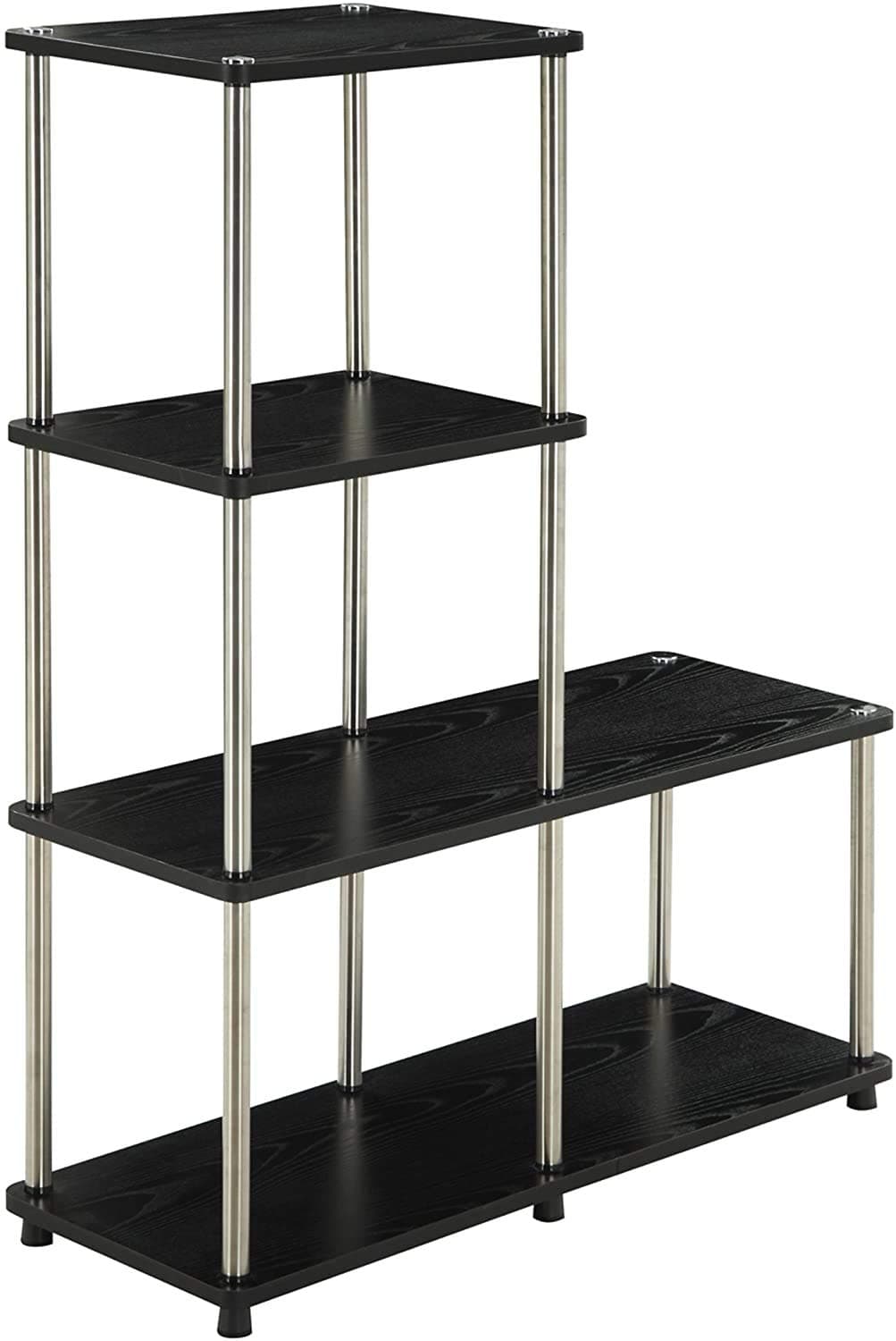 Convenience ConceptsDesigns2Go 4 tier Multi Shelf L Bookshelf, Black