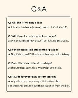 OLETHA Aesthetic Tissues Cube Box Cover, Square Tissue Box Holder, Ivory