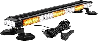 ASPL 29.5" 54 LED Strobe Light Bar Double Side Flashing High Intensity Emergency Warning Flash Strobe Light with Magnetic Base for Safety Construction Vehicles Tow Trucks Pickup (Amber/White)
